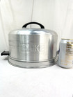 Vtg Mcm Kromex Spun Aluminum Cake Carrier Holder Taker Keeper Locking Lid Frship