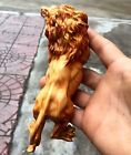6pcs Natural Cypress Wood Hand Carved Lion Statue Animal Sculpture Home Decor