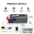 2x Ovonic 22 2v 6s 6000mah 120c Lipo Battery Ec5 For Rc Car Truck Heli Jet Boat