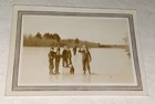 Rare Antique Vintage American Ice Skating   Pet Dog Winter Lake Snapshot Photo 