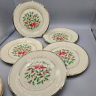 Lenox Set  5  Salad Plates Holidays Snow Holly Berry Accent Platinum Trim New