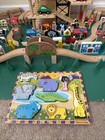 Huge Wooden Train Track Set Parking Garage City Cars Animals Melissa Doug Puzzle