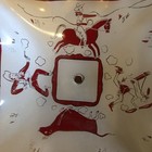 Vintage 1950   s Western Cowboy Frost Glass Ceiling Light Shade Flush Horse Bull 