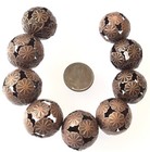 9 Fine Big Hole Round Antique Copper Flower Spacer Beads- Jewelry Supplies