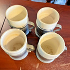 Set Of 4 Wilton Armetale 4    Plough Tavern Coffee Cups Mugs W  Ceramic Inserts