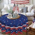 Patriotic Round Tablecloth 60 Inch Memorial Day Independence Day American Flag 