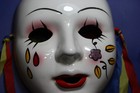 Vintage New Orleans Mardi Gras Ceramic Painted Masked Face 7 1 2  X 5 1 2 