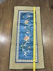 Chinese Hand Embroidered 100  Silk Wall Hanging 26   x12    Vintage Bird Floral Euc 