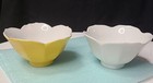 Vintage 1 Yellow And 1 White  Porcelain Lotus Bowl - 4  