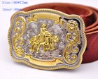Bull Ride Rodeo Long Huge Rodeo Big Cowboy Western Gold Silver Shine Belt Buckle