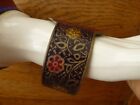 Vintage Cancer Zodiac Cuff Bracelet Hand Painted Brass Astrology Star Sign Crab
