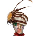Vintage Ms  Divine Feathered Statement Turban Hat  Large Fit  Rhinestone Flare