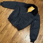 Vintage Sears Work Leisure Jacket Men   s Size Large Navy Bomber Flight Faux Fur