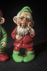 Vintage Gnome Elf Ceramic Figurines Set Of Two Red   Green 1970s 7   