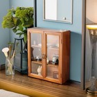 Wall Mount Storage Display Cabinet With Clear Doors - Walnut Wood 