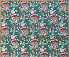 Vtg 30s 40s Art Deco Wrapping Paper Gift Wrap Nos Santa Claus On Green