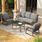 4 Pieces Outdoor Patio Furniture Sets With Rocking Chair   Coffee Table