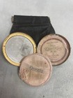 Antique Djer Kiss Gold With Green Flower Inlay Powder Compact With Mirror  Nos
