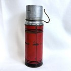 Rare 8 5  Icy-hot Thermos Vacuum Bottle W  Cork Stopper   Metal Cup 1950s