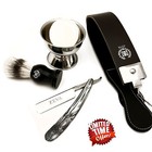 Men s Cut Throat Wet Straight Edge Razor 5 Pc Shaving Set kit Free Shipping Usa