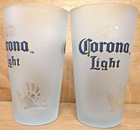 Corona Light Cerveza Frosted Pint Glass 16 Oz  - Set Of Two  2  Glasses - New Fs