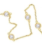 Lab Created Diamond Round Cut Bezel Set Women s Anklet In 14k Yellow Gold Plated