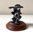 Michael Ricker 1990 Signed Pewter Hummingbirds Sculpture Ltd Edition Wood Base