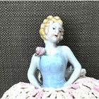 Antique Germany Half Doll 3  Lady Pompadour Blonde German Pin Cushion