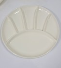 Set Of 4 Vtg Mid Century Modern Divided 6 Section 9  Dinner Plates Matte White