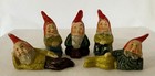 5 Vintage Small Ceramic Gnomes   Elves Hand Painted -- Garden - Dwarves Pixies