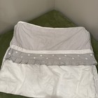 Pottery Barn Kids Taylor Crib Skirt Gray   White Stripe 100  Organic Cotton
