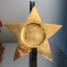 Vintage Set 2 Brass Star Shaped Pillar Candle Holders Solid 7 75  W Made India