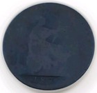 1875 Uk Large Bronze Penny-circulated Queen Victoria-9 45 Grams 30 8 Mm Km  810