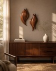 Mid Century Modern Teak Wood Wall Sculpture Pair 14    Abstract Mcm Decor