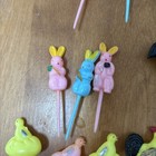 16 Vtg  spring Easter Cupcake Picks Decorate Plastic Cake Topper Rabbits chicks