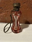 Victorian Cranberry Glass Scent Snuff Perfume Bottle Chatelaine Rare Antique