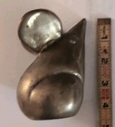 Solid Brass Cute Mouse Figurine Paperweight Bookend Mid Century Animal Decor