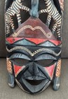 Vintage African Muhuhu Wood Mask Wall Art Kenya Hand Carved Giraffe Tribal
