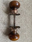 Reclaimed Large Antique Wooden Door Knobs Handles Brass Plates Oid Wood Vintage