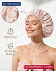 Yanibest Satin Lined Shower Cap For Women Reusable Waterproof  Frizz Free   Larg