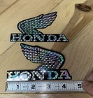 Pair 1970s Honda Wing Silver Prismatic Decals 4 5   
