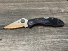 Spyderco Delica 4 Serrated Lightweight Folding Knife  Black Frn Handles C11sbk