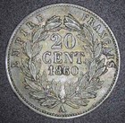 1860 France 20 Cents Silver Coin  j0235 