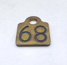Vintage Brass Cow Number Dairy Farm Cattle Number 68 Double Sided Original