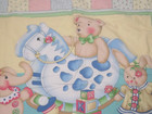 Vintage Baby Crib Blanket Comforter Rocking Horse Pastel Satin Trim 43  X 34 