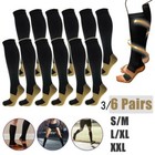 3 6 Pairs Copper Compression Socks 20-30mmhg Graduated Support Mens Womens S-xxl