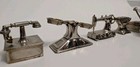 Lot Of 6 Vintage Antique Miniature Metal Charms Dollhouse Sewing Phone Gramophon