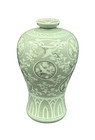 Korean Maebyeong Crane And Cloud Celadon Vase
