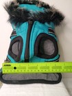 Teal Pet Jacket With Harness Fur-lined Hood Reflective Straps   Zipper Small Dog