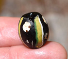 Antique Venetian Black Lampwork Italian Ghost Bead Floral Designs African Trade 